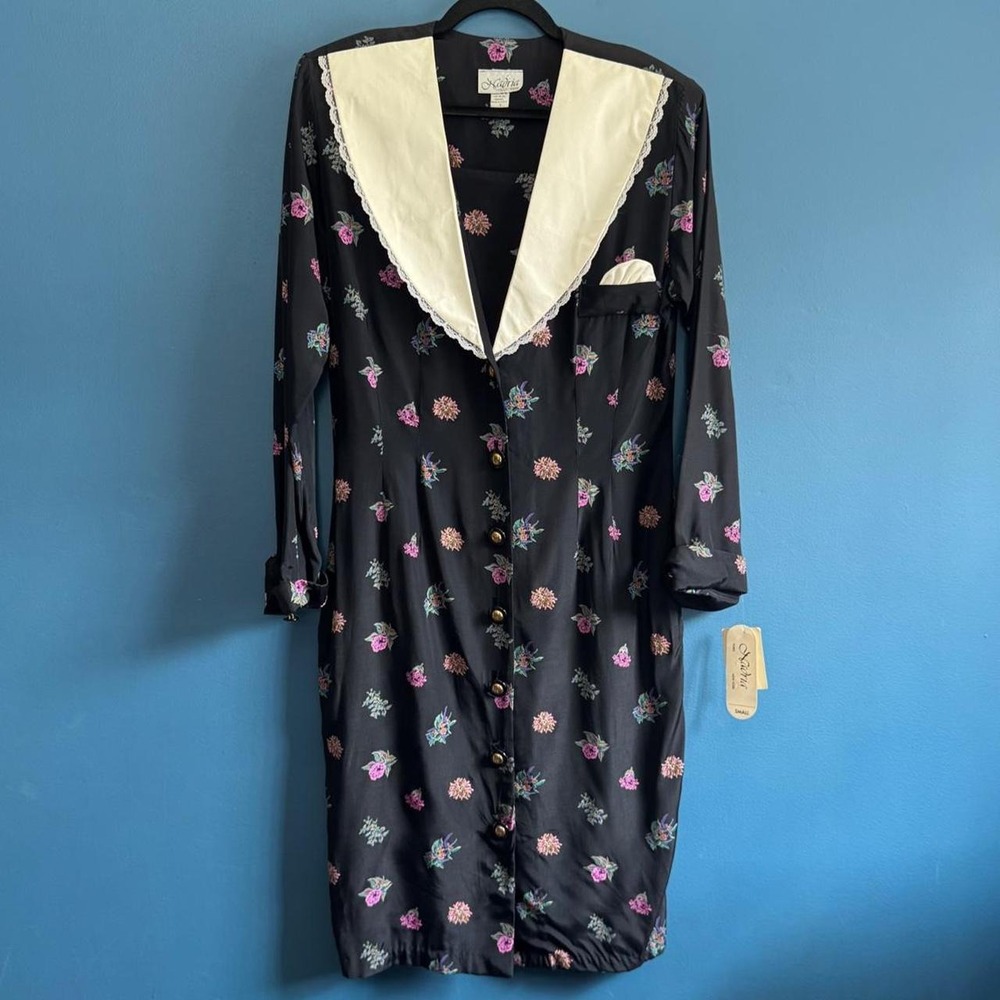 Vintage Deadstock Collared Dress Women's Size Small Nadria Collection Floral